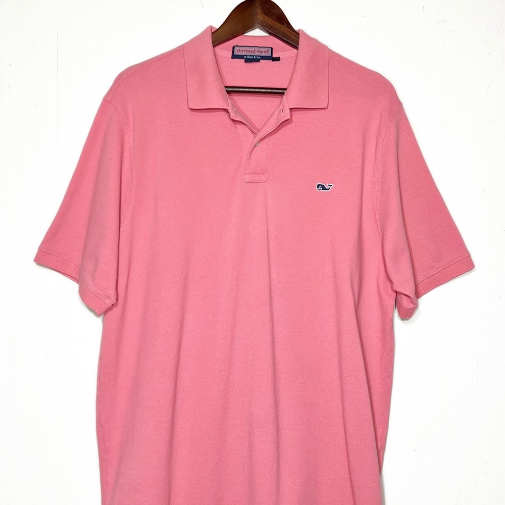 SOLD-Vineyard Vines Mens Collared Short Sleeve Pink Pullover Pique Polo Shirt - Picture 4 of 6